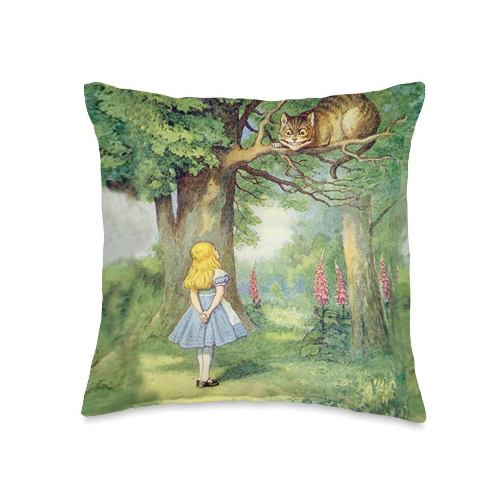1390 Alice in Wonderland and Cat of Cheshire Vintage Illustration Throw